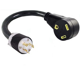 L5-30P 3-Pin Male Twist Lock Plug to TT-30R 3-Prong Female RV Travel Trailer Camper Motor Home Receptacle Outlet Box NEMA Electric Power Cord Adapter/Converter 110/125V Input 110/125V Output