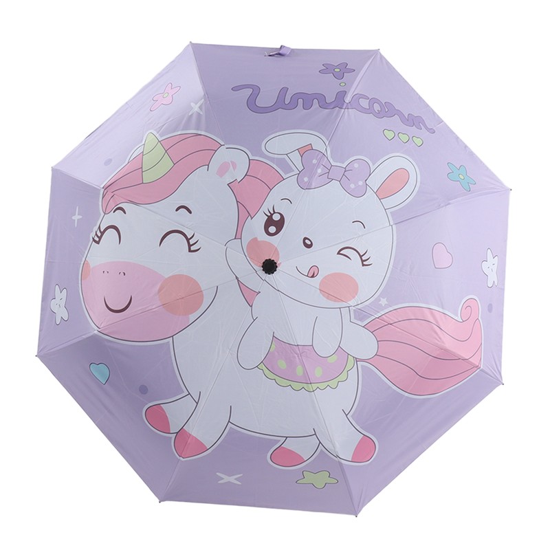 Children Umbrella 3 Fold Reflective Edge Cartoon Portable Kids Sun