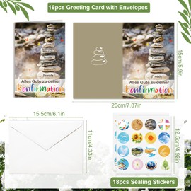 DPKOW Pack of 16 Confirmation Cards with Saying, Confirmation Greeting Cards for Girls and Boys, Confirmation Greeting Cards with Envelope, Seal Stickers, Confirmation Folding Cards