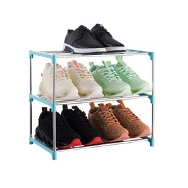 Xerhnan 3-Tier Stackable Small Shoe Rack, Lightweight Shoe Shelf Storage Organizer for Entryway, Hallway and Closet(White)