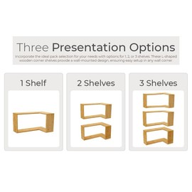 Hapii Floating Sturdy Unique Corner Wall Shelf - Space-Saving, Eco-Friendly Bamboo, Easy Install for Modern Home Decor, Reversble Floating Corner Shelves for All Walls at Work or Home