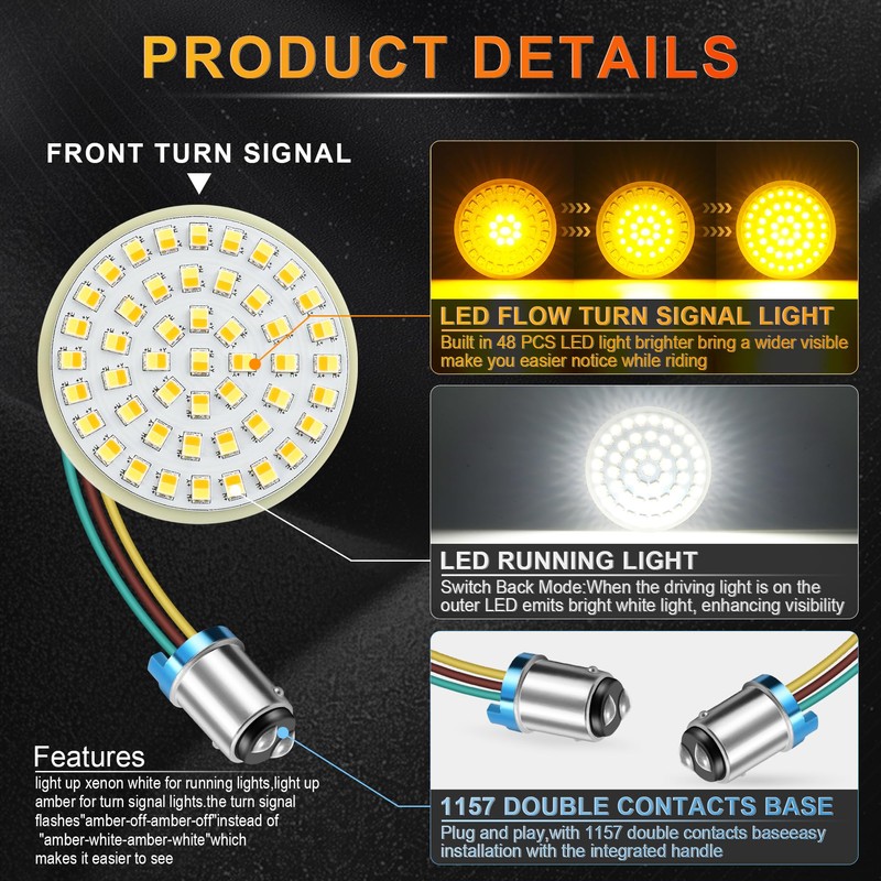 LivTee Extremely Bright Front Turn Signals & Running Switchback LED