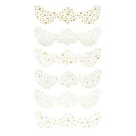 Pecas doradas 2 Hojas de Pegatinas de Tatuaje Facial con Diseño de Pecas impermeables (Dorado figuras, Small)