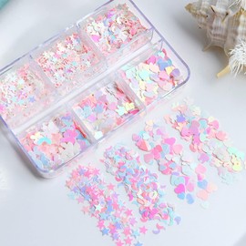 Juego de lentejuelas mezcladas con purpurina, diseño de manicura, accesorios para decoración de uñas, mariposas mixtas brillantes