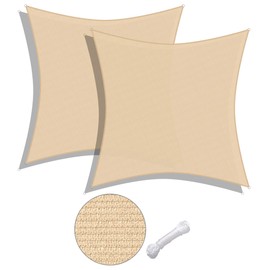 Yescom 2pc 18x18' Square Sun Shade Sail Patio Deck Beach Garden Outdoor Canopy Cover UV Blocking (Ivory)