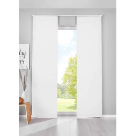 Gardinenbox Newyork 202020680-2 Set of 2 Blackout Sliding Curtains, H x W 145 x 60 cm, White Panel Curtains, Opaque Thermal Sliding Curtain