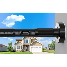 ZYKORT Extra Long Tension Curtain Rod 39-173 In (3.3-14Ft), Outdoor Curtain Rods No Drilling for Patio Windows, One-Click Telescopic Rod, Heavy Duty Tension Rod Shower Curtain Rod Room Divider, Black