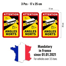 4R Quattroerre.it 1529 Dead Angle Stickers for Heavy Bus Vehicles, Set of 3, 17 x 25 cm