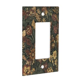 Floral Bird 1 Gang One Rocker/Decorator Outlet Light Switch Wall Plate Cover Faceplate Decorative Farmhouse Vintage Green Country Retro Flower Cute Fun Modern Leaves Switchplate Decorator Outet Cover