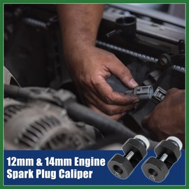 Motoforti 2pcs Matte Black 12mm 14mm Threaded Engine Spark Plug Caliper Universal Precision Car Spark Plug Gapper Aluminum Alloy Gapping Tool Long-Lasting