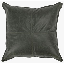 Genuine Leather Pillow Cover Case for Lumbar Throw Couch Pillows - Farmhouse Decorative Modern Sofa Thick & Soft Cushion Covers (Forest Green, 18" x 18")