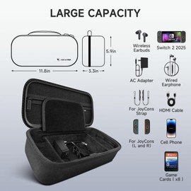 AceGamer Schutzhülle mit Switch，2025 neueste，Harte tragbare Reisetasche，und zubehör für Switch，Schwarz