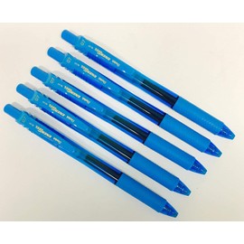 5 x Pentel BL107 EnerGel Grüne, einziehbare Tintenroller, Stifte. 0,7 mm Metall-Spitze. Gummi-Griffzone. 5 Stück Sky Blau Tinte. BL107-A Gelstifte.
