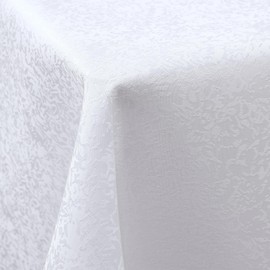 Spotjoy Tablecloth Washable Rectangular 140 x 180 cm Polyester Table Linen Jacquard Garden Tablecloth Ornaments Easy Care - White