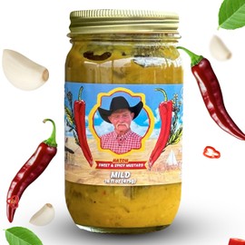Kent Rollins Sweet and Spicy Mustard - Sauce Made with Hatch Chile & Mustard Seeds - Ideal for Sandwich Dressing, Hamburgers, Hotdogs, Pork or Brisket Rub - 16 fl oz