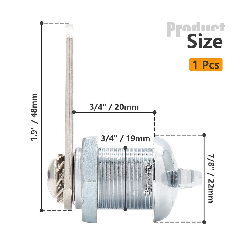 Qjaiune Thumb Operated Offset Cam Lock 3/4 Inch Cylinder &