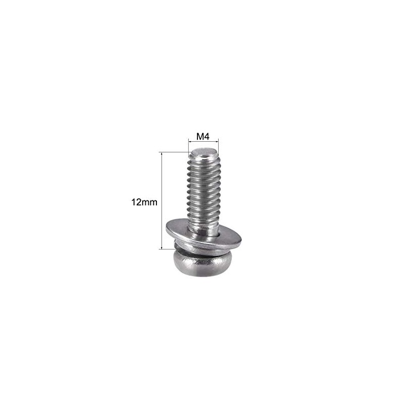 sourcing map M4 x 12mm Stainless Steel Phillips Pan Head