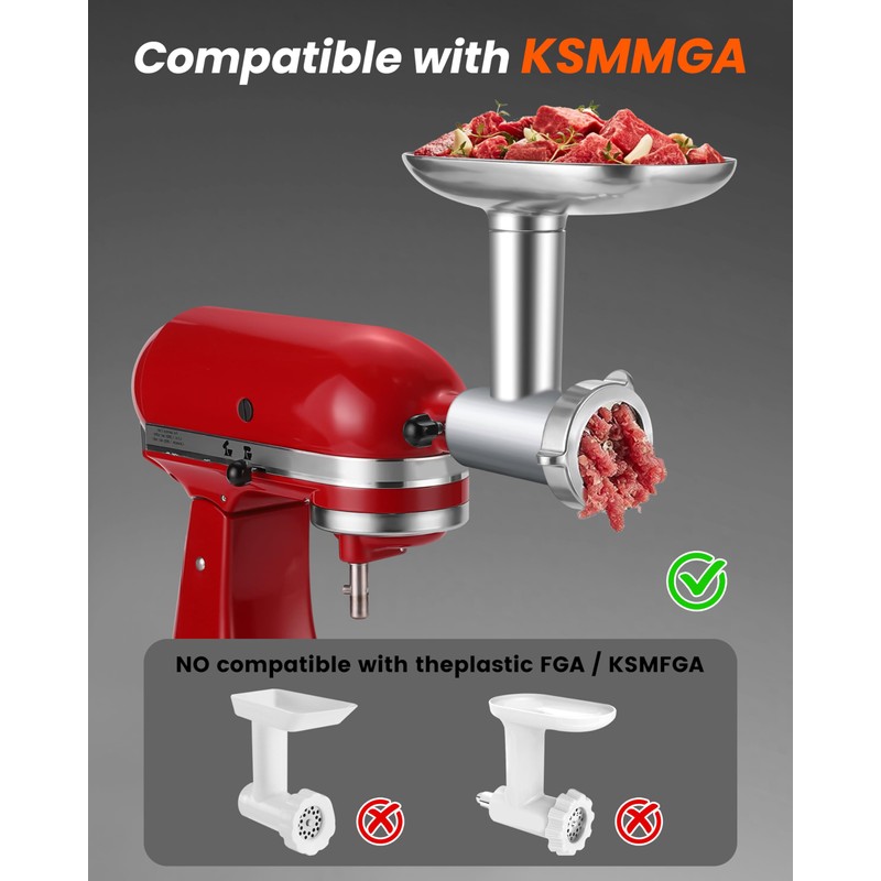 Rafbar Sausage Stuffer Kit for Kitchenaid KSMMGA Meat Grinder Attachment,