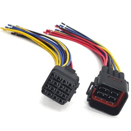 16 Pin Auto Waterproof Electrical Connector Plug Male and Female, Replacement Pigtail Cable 6" for Car, Motorcycle, Trucks, Boats, Trailers, Electric Vehicle Lighting Systems