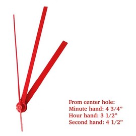 Dhorcas (#05) 1/2" Threaded Motor and Red 5" Hands and Hanger, Quartz Clock Movement Kit for Replacement