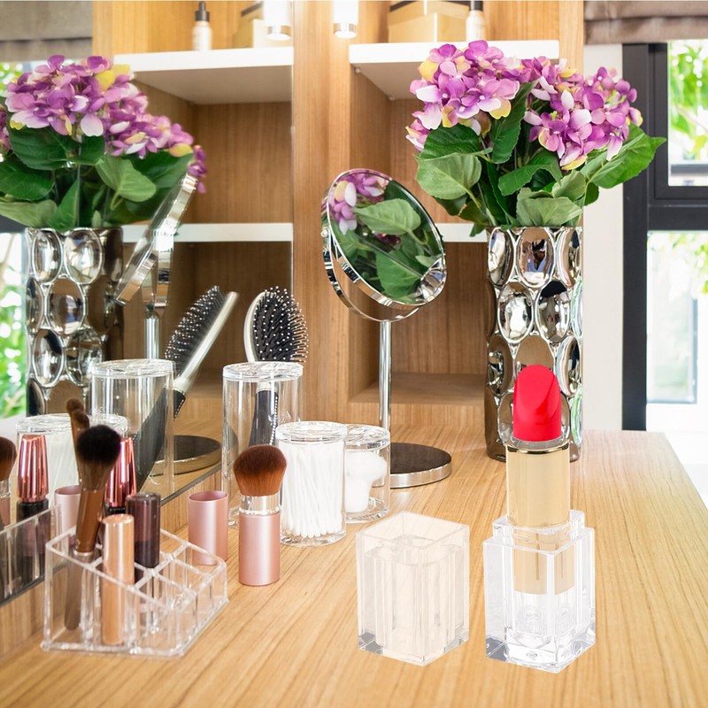 CALLARON Lipstick Tube Transparent Refill Container Plastic Rotating Lipstick Refill