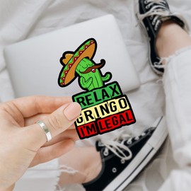 3 Pcs Relax Gringo Im Legal Sticker, Relax Gringo Im Legal Sticker for Car, Relax Gringo Calcomanías De Mexico Funny Immigrant Calcomanias Mexico Mexican Cactus Stickers for Truck Car Helmet G2