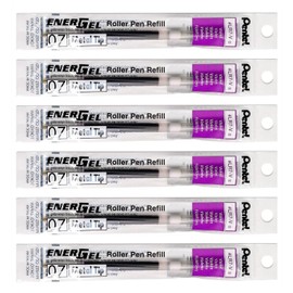 PENTEL LR7 Refills for Energel Liquid Rollerball Pen 0.7 Line 0.35 mm Purple Pack of 6