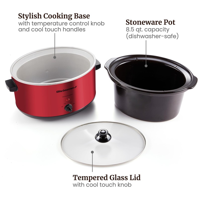Elite Gourmet MST-900RXT# Electric Ceramic XL Jumbo Slow Cooker, Adjustable