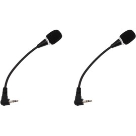Mini 3.5mm Notebook Microphone, Flexible 3.55mm Plug External Microphone Speaker Mic for Android and Windows Smartphones PC Laptop(Black) 2pc