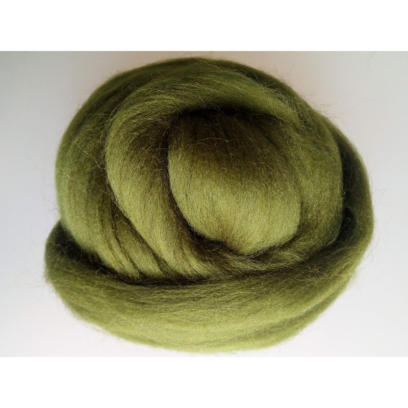 Green Family* 100% Pure Merino Wool for Felting, 30-200g (Olive
