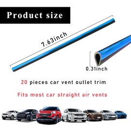 Yourkar 20 PCS Car Air Conditioner Decoration Strip, Flexible Air Vent Outlet Trim Decoration, Waterproof Decorative Trim for Air Vent Outlet for Most Vehicles, Car Accessories (Shiny Blue)