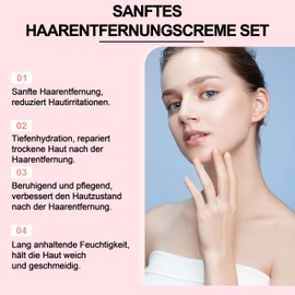 2 x Hair Removal Cream for Face, Gentle Hair Removal Cream & Aloe Vera Moisturising Gel, Facial Hair Removal Cream, Soothing Hair Removal Cream for Face and Body