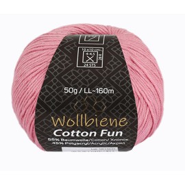 Wollbiene Cotton Fun Knitting Wool 55% Cotton - Various Colours Selection Yarn, Amigurumi Jeans 50 g (05 Pink)