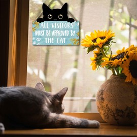 Funny Cat Signs Cat Wall Decor Pet Door Hanging Decor All Visitors Must Be Approved By The Cat Sign Welcome Home Gifts Cat Decor For Cat Lovers Wooden Sign Cats Welcome People Tolerated Wood Plaque