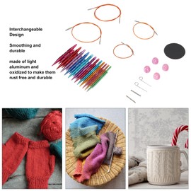 3 to 8mm Circular Knitting Needles Set, Knitting Needle Storage, Interchangeable Assorted Colors Circular Needle Set with Storage Bag for Craft