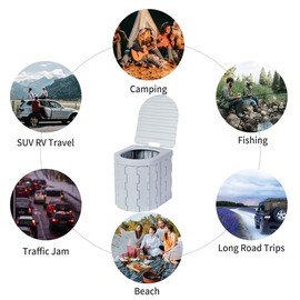 Portable Toilet Kit, Camping Toilet with Pop-Up Privacy Tent Toilet Bags, Washable Portable Outdoor Showers Changing Rooms (Gray)