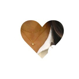 Yheakne Bohemia Layered Star Necklace Choker Gold Micro Pave North Star Pendant Necklace CZ Rhinestone Star Drop Necklace Festival Starlit Starburst Necklace Jewelry for Women and Girls Gifts