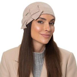 Seeberger Litika Women's Winter Hat, Walker Hat with Bow, One Size, Cream White, White, Unit size