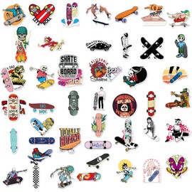 50 Piece Skateboard Stickers for Skateboards Skate Graffiti Stickers More Cool Creative Multi Surface Decor for Teens Kids Laptop Car Scrapbook Phone Skateboard Suitcase Luggage Bike