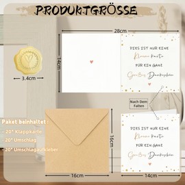 Pack of 20 Thank You Cards (Folding Card) with 20 Envelopes and 25 Gold Stickers Thank You Cards for Colleagues Teachers Family Friends (14 cm x 14 cm)