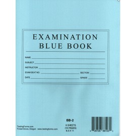 TestingForms.com 8.5" x 11" Examination Blue Book 8 Sheets 16 Pages 10 Booklets