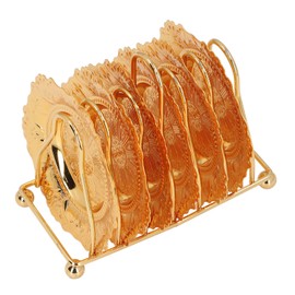 Metal Coaster Holder Set Zinc Alloy Vintage Coaster Stand Set Drink Coasters with Decorative Rack for Home Kitchen Bar Cafe