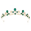 Gold Green Princess Tiara for Women Small Bride Crown for