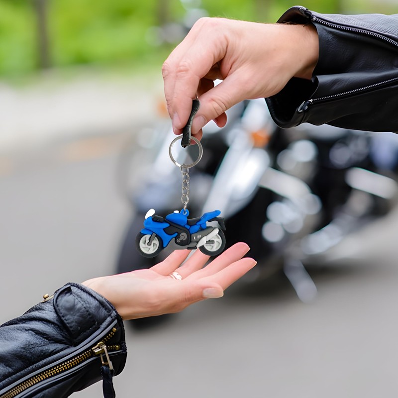 Pack of 2 PVC Mini Motorcycle Key Chains - Imitation