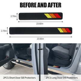 Hbxdeco 4PCS Tricolor Car Door Sill Protector, Carbon Fiber Car Door Threshold Protection, Universal Anti-Scratch Door Sill Plate Guard Sticker, Fits Tacoma 4Runner RAV4 Highlander (Red)