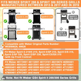 69828 Locking Casters for Weber Spirit Grill Replacement Wheels for Weber Spirit 200 & 300 SER Grills Spirit E215 E210 S210 E220 S220 Grill Parts Spirit E310 Spirit E320 S310 S320 Grill Wheels, 2PCS