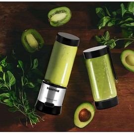 ROSEVIEW Portable Smoothie blender ROSEVIEW Glass bottle USB rechargeable mini Handheld Ice Shakes Cup 2 speed blend juicer Cordless Personal smoothies maker Fruit mixer (Metallic Steel)