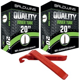 PAIR 20" Baldwins Cycle/Bike Inner Tubes 20" x 1.75 to 2.125 (Fits any 1.75, 1.85, 1.90, 1.95, 2.0, 2.10, 2.125) Presta/French Type Valve & BALDY'S TYRE LEVERS (Pack of 2)