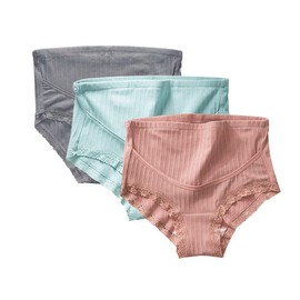 FEOYA Maternity Panties Over Bump Cotton Pregnancy Underwear Plus Size High Waist Postpartum Support Briefs, XL, 3 Pack