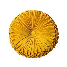 Throw Pillow for Couch Decorative 3D Pumpkin Round Velvet Cushion for Sofa Bed Chair Floor 15"X15", Yellow